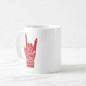 Rotes Lets Rock Today Hand Pose Grunge Tasse (Vorderseite Links)
