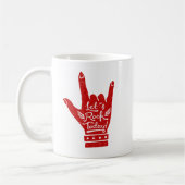 Rotes Lets Rock Today Hand Pose Grunge Tasse (Links)