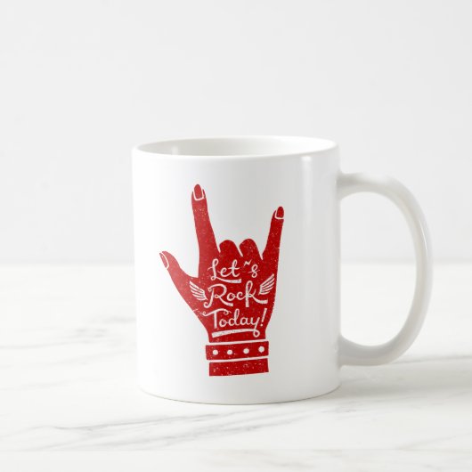 Rotes Lets Rock Today Hand Pose Grunge Tasse (Rechts)