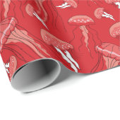 rotes, leuchtendes Quallenmuster Geschenkpapier (Rolleneckpunkt)