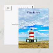 Rotes Leuchtturm Faro Rosso Italien Postkarte (Vorne/Hinten)