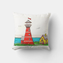 Rotes Leuchtturm-Kissen
