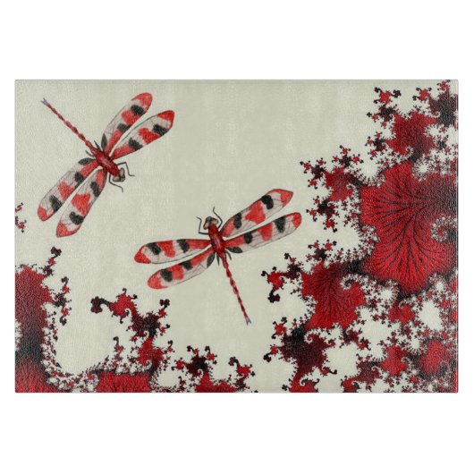 Rotes Libellen-Schneidbrett Schneidebrett (Vorderseite)