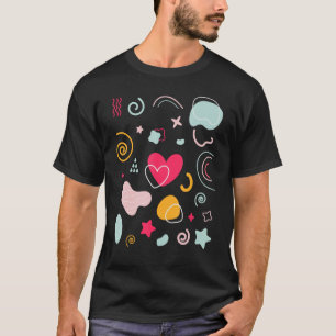 Rotes Liebe Herz mit farbenfrohen Bio Formen für W T-Shirt