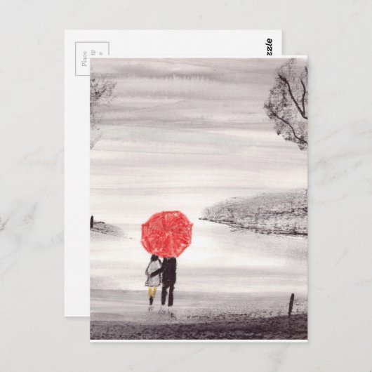 Rotes Liebe Postkarte (Vorne/Hinten)