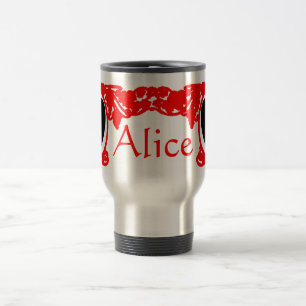 Rotes Liebes Alice Vintage Rahmen Vorlage Reisebecher