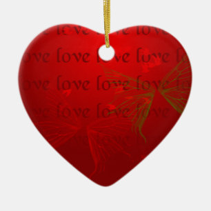 Rotes Liebesherz-Ornament Keramik Ornament