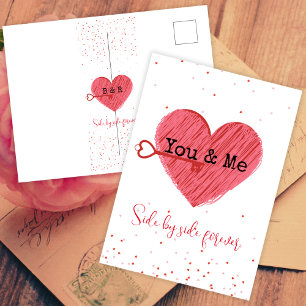 Rotes Liebesherz Süß Vintage Retro Valentinstag Feiertagspostkarte