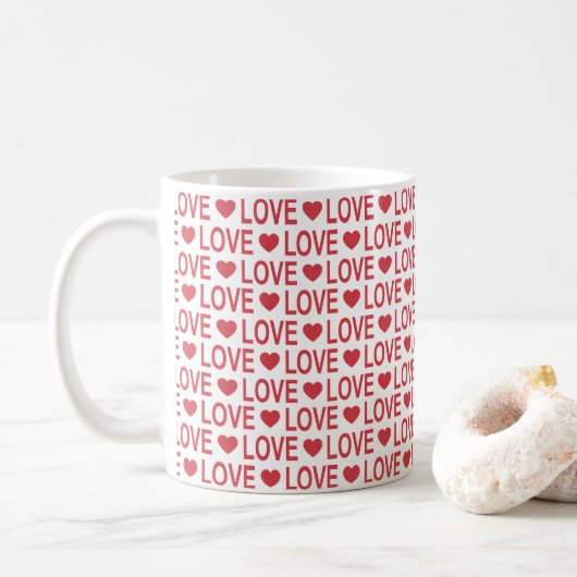 Rotes Liebesmuster-Kaffeetasse Kaffeetasse (Mit Donut)