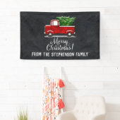 Rotes Lieferwagen-LKW-Baum-frohe Weihnacht-Land Banner (Insitu)