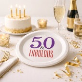 Rotes Lila 50. Party Pappteller