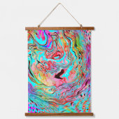 Rotes, Lila, Aquamarines Farbblass Kunst Wandteppich Mit Holzrahmen (Vorderseite)