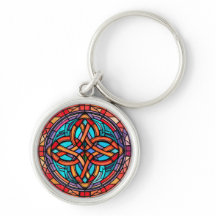 Rotes Lila blaues gestanztes Glas Celtic Knoten