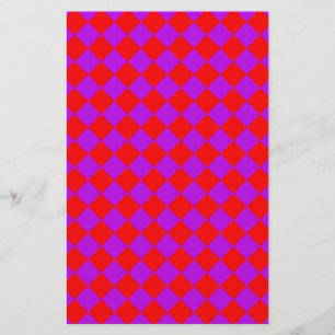 Rotes Lila-Diamant-Harlekin-Karo-Muster Briefpapier
