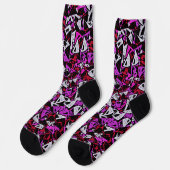 Rotes Lila Dreieckmuster Socken (Linkes Detail)