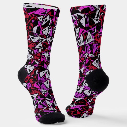 Rotes Lila Dreieckmuster Socken (Gewinkelt)