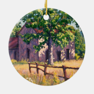Rotes Lila Gelbes Grünes Schönes Bauernhaus Keramik Ornament