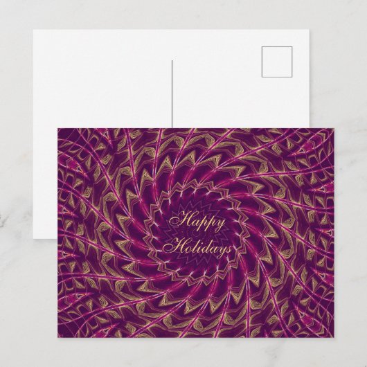rotes Lila Gold-Design-Muster Postkarte (Vorne/Hinten)