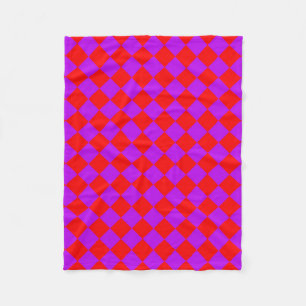 Rotes lila kariertes Diamantmuster Fleecedecke