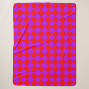Rotes lila kariertes Diamantmuster Sherpadecke