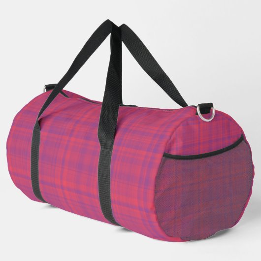 Rotes lila Karomuster groß Duffle Bag (Rechte Ecke)