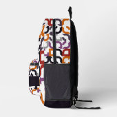 Rotes Lila Orange Schwarzes Mittelalter Kunstmuste Bedruckter Rucksack (Rechts)