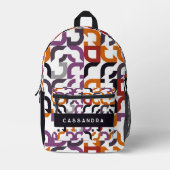 Rotes Lila Orange Schwarzes Mittelalter Kunstmuste Bedruckter Rucksack (Vorderseite)