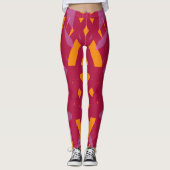 Rotes Lila orangefarbenes Rosa Art Deco Leggings (Vorderseite)