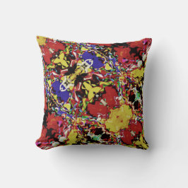 Rotes Lila Schwarz-Gelbblütenmotiv Kissen