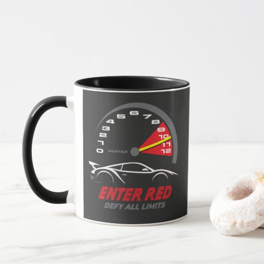 'Rotes Limit: Fordere alle Grenzen heraus' Tasse (Mit Donut)