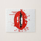 Rotes Lippenkußschönheits-Modemake-up Puzzle (Horizontal)