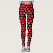 Rotes Lippenmuster Leggings (Vorderseite)
