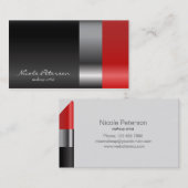 Rotes Lippenstiftmake-up Visitenkarte (Vorne/Hinten)