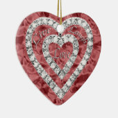 Rotes Live-Lagh Liebe Diamant Herzlich Willkommen  Keramik Ornament (Rechts)