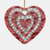 Rotes Live-Lagh Liebe Diamant Herzlich Willkommen  Keramik Ornament (Hinten)