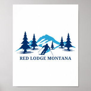 Rotes Lodge Montana Skigebiet Skifahren Skifahrer Poster