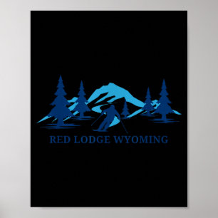 Rotes Lodge Wyoming Skigebiet Skifahren Skifahrer Poster
