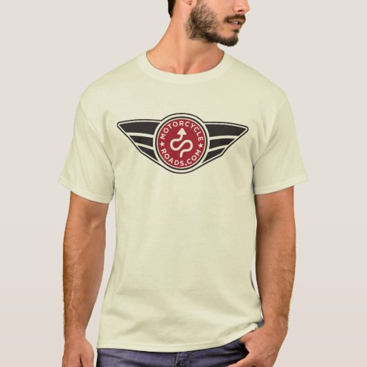 Rotes Logo auf hellfarbigem Shirt Ihrer Wahl (Vorderseite)