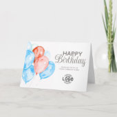 Rotes Logo Blue Balloons Corporate Happy Geburtsta Karte (Vorderseite)