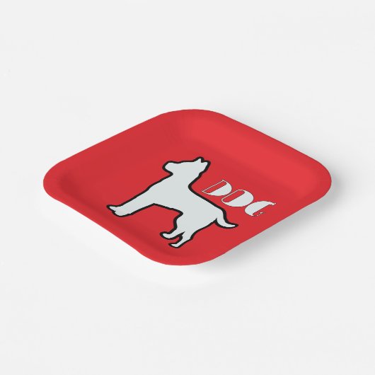 Rotes Logo für Hunde Pappteller (Gewinkelt)
