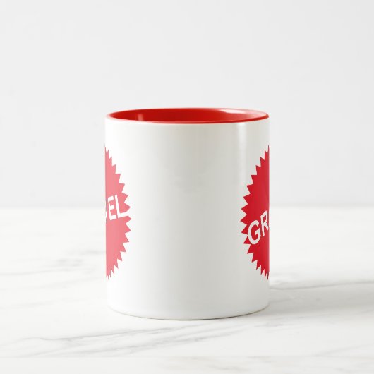 Rotes Logo für Kegelradfahren Zweifarbige Tasse (Mittel)