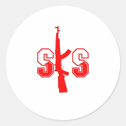 Rotes Logo für SKS-Sturmgewehre Runder Aufkleber (Vorderseite)