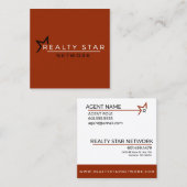 Rotes Logo mit roter Fahne Quadratische Visitenkarte (Vorne/Hinten)