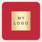 Rotes Logo Rechteckiger Pappuntersetzer (Vorderseite)