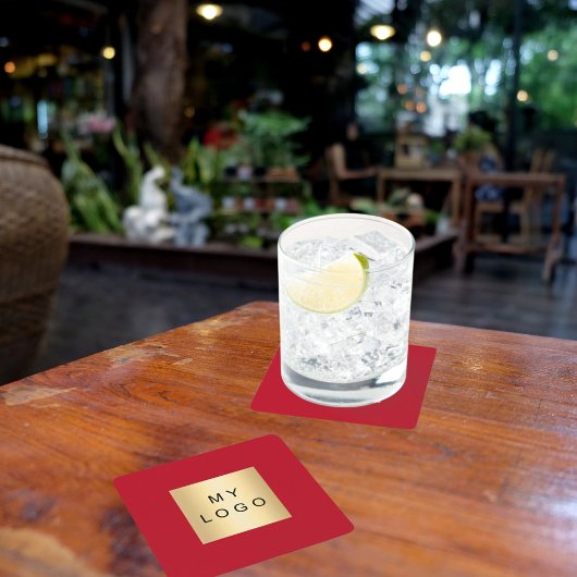 Rotes Logo Rechteckiger Pappuntersetzer