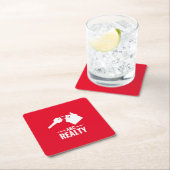 Rotes Logo-Untersetzer der Immobilienagentur Rechteckiger Pappuntersetzer (Vor Ort)