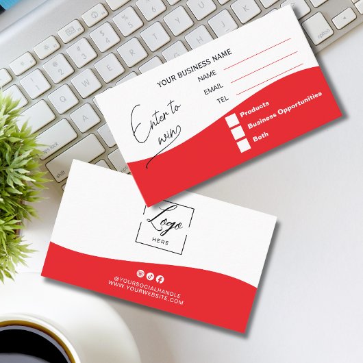 Rotes Logo-Verlosung Gewinnen Sie ein Ticket