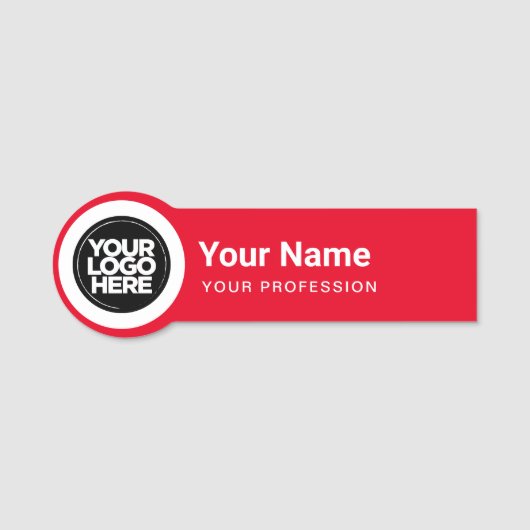Rotes Logodesign für Mitarbeiter-Button Namensschild (Vorderseite)