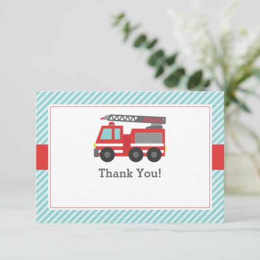 Rotes Löschfahrzeug danken Ihnen zu merken Dankeskarte (Stehend Vorderseite)