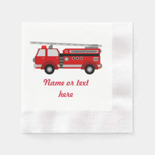Rotes Löschfahrzeug mit Text Serviette